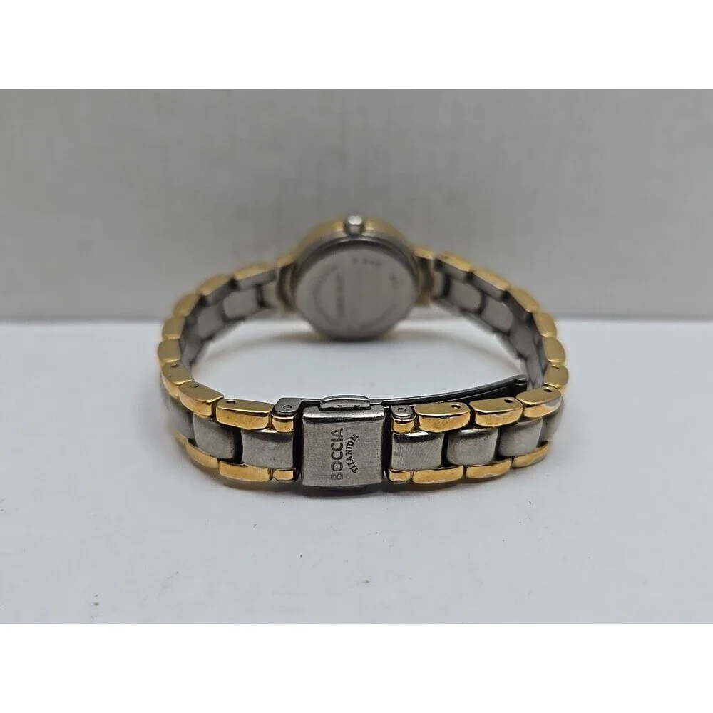Boccia Titanium Womens Two Tone Watch White Dial Japan Quartz 5 Bar New Battery